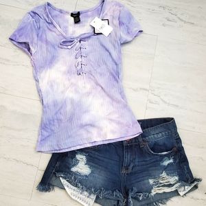 NWT Lavendar Lace up top